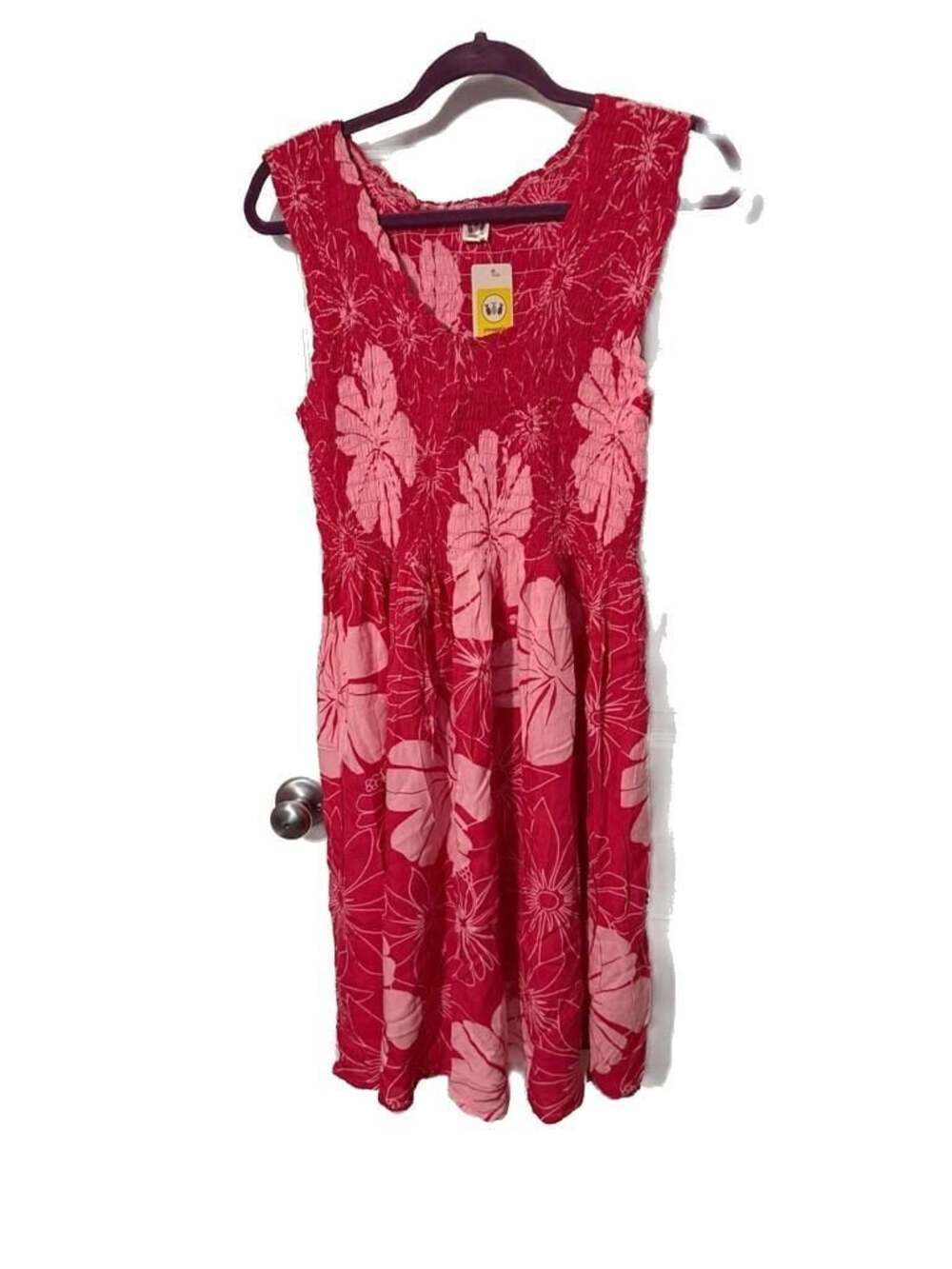Pineapple Isle Napua Tropical Tank Dress Pink Floral Smocked